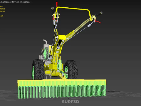 HAND TRACTOR LANDSCAPE RAKE RAKING RAKER HARROW SPIKE IMPLEMENT 3D Model