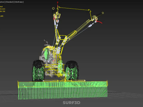 HAND TRACTOR LANDSCAPE RAKE RAKING RAKER HARROW SPIKE IMPLEMENT 3D Model