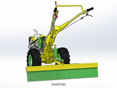 HAND TRACTOR LANDSCAPE RAKE RAKING RAKER HARROW SPIKE IMPLEMENT 3D Model