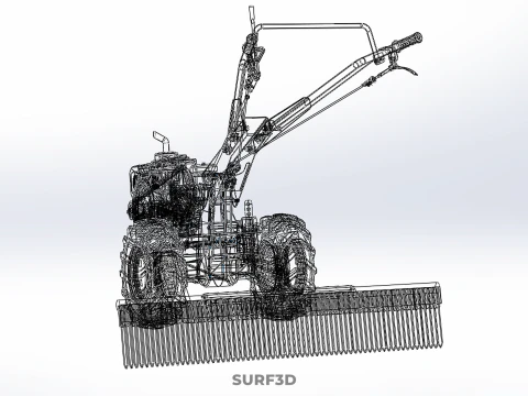 HAND TRACTOR LANDSCAPE RAKE RAKING RAKER HARROW SPIKE IMPLEMENT 3D Model