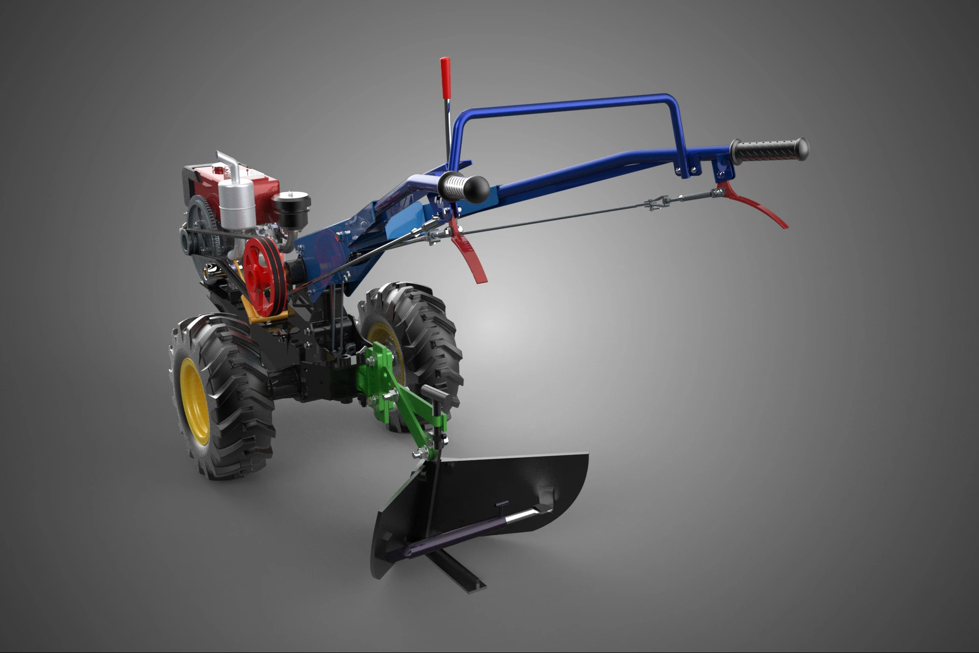 DITCHING PLOW MIDDLE SINGLE BUSTER FURROW POINT PLOUGH TRACTOR 3D Model .c4d .max .obj .3ds .fbx .stl .blend 