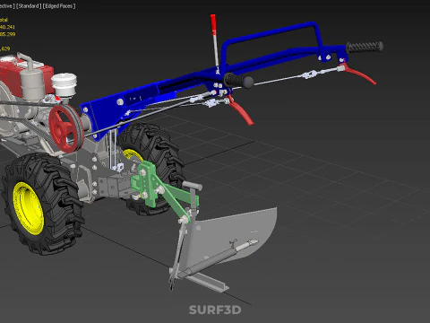 POTATO MIDDLE BUSTER FURROWER PLOW PLOUGH TRACTOR POWER TILLER 3D Model