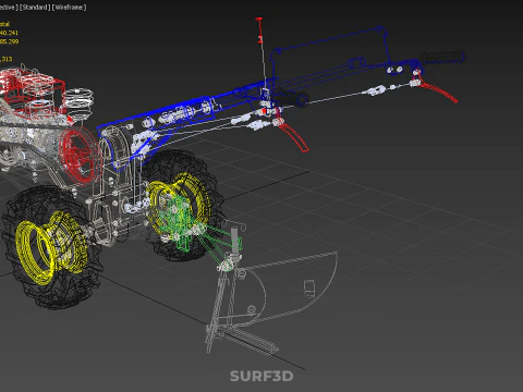 POTATO MIDDLE BUSTER FURROWER PLOW PLOUGH TRACTOR POWER TILLER 3D Model