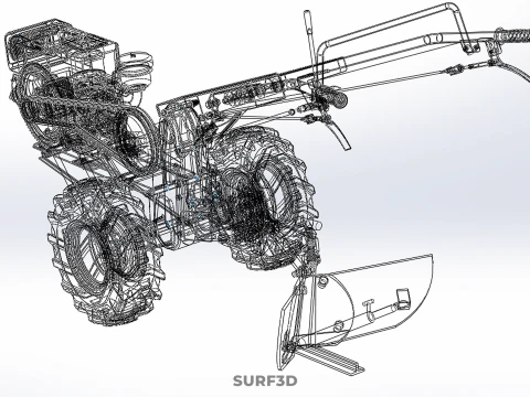 POTATO MIDDLE BUSTER FURROWER PLOW PLOUGH TRACTOR POWER TILLER 3D Model