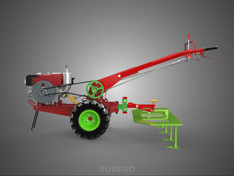 Wertykulator Pług Zgrabiarka CIĄGNIK ROTOTILLER Sadzarka OGR&Oacute;D Model 3D