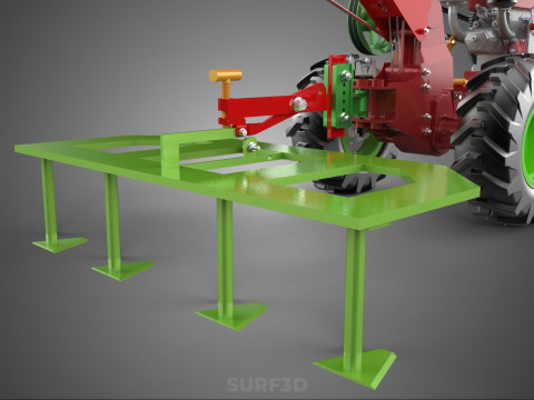 Wertykulator Pług Zgrabiarka CIĄGNIK ROTOTILLER Sadzarka OGR&Oacute;D Model 3D