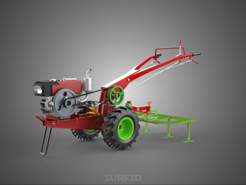Wertykulator Pług Zgrabiarka CIĄGNIK ROTOTILLER Sadzarka OGR&Oacute;D Model 3D