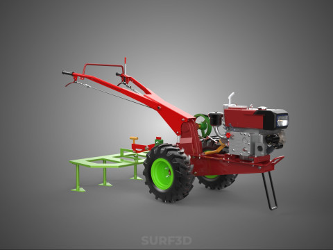 Wertykulator Pług Zgrabiarka CIĄGNIK ROTOTILLER Sadzarka OGR&Oacute;D Model 3D