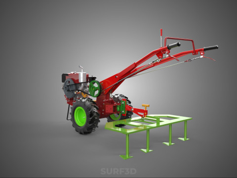 Wertykulator Pług Zgrabiarka CIĄGNIK ROTOTILLER Sadzarka OGR&Oacute;D Model 3D