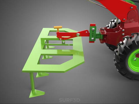 Wertykulator Pług Zgrabiarka CIĄGNIK ROTOTILLER Sadzarka OGR&Oacute;D Model 3D