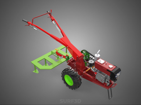 Wertykulator Pług Zgrabiarka CIĄGNIK ROTOTILLER Sadzarka OGR&Oacute;D Model 3D