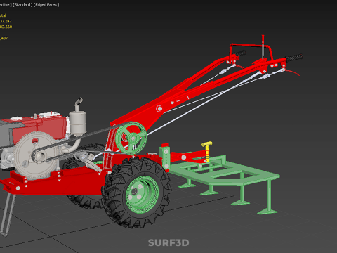 Wertykulator Pług Zgrabiarka CIĄGNIK ROTOTILLER Sadzarka OGR&Oacute;D Model 3D