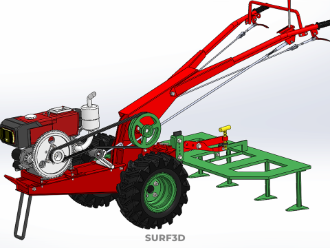 Wertykulator Pług Zgrabiarka CIĄGNIK ROTOTILLER Sadzarka OGR&Oacute;D Model 3D