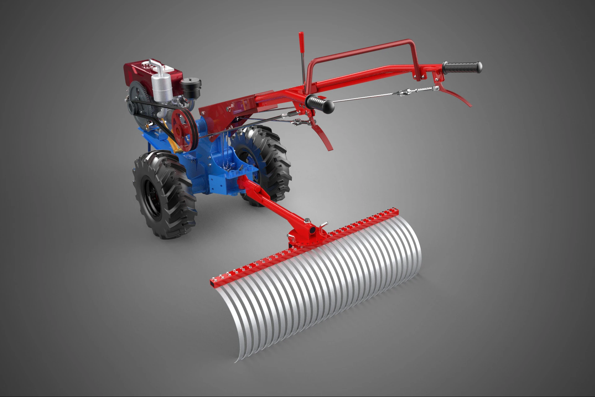 LANDSCAPE RAKE RAKES HARROW ARC IMPLEMENT MOTOBLOCK TRACTOR HAND 3D Model .c4d .max .obj .3ds .fbx .stl .blend 