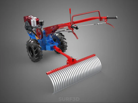 LANDSCAPE RAKE RAKES HARROW ARC IMPLEMENT MOTOBLOCK TRACTOR HAND 3D Model