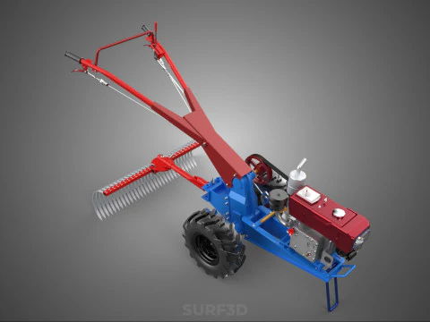 LANDSCAPE RAKE RAKES HARROW ARC IMPLEMENT MOTOBLOCK TRACTOR HAND 3D Model