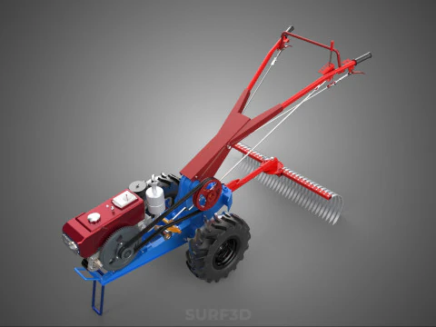 LANDSCAPE RAKE RAKES HARROW ARC IMPLEMENT MOTOBLOCK TRACTOR HAND 3D Model