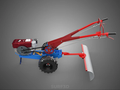 LANDSCAPE RAKE RAKES HARROW ARC IMPLEMENT MOTOBLOCK TRACTOR HAND 3D Model