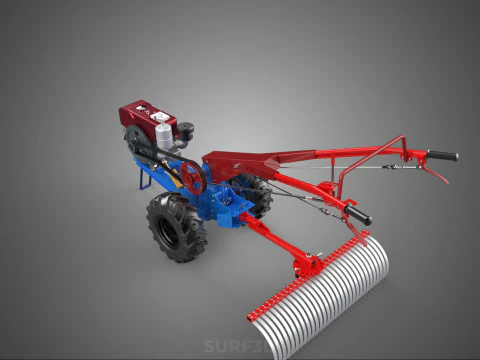 LANDSCAPE RAKE RAKES HARROW ARC IMPLEMENT MOTOBLOCK TRACTOR HAND 3D Model