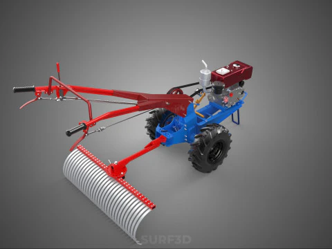 LANDSCAPE RAKE RAKES HARROW ARC IMPLEMENT MOTOBLOCK TRACTOR HAND 3D Model