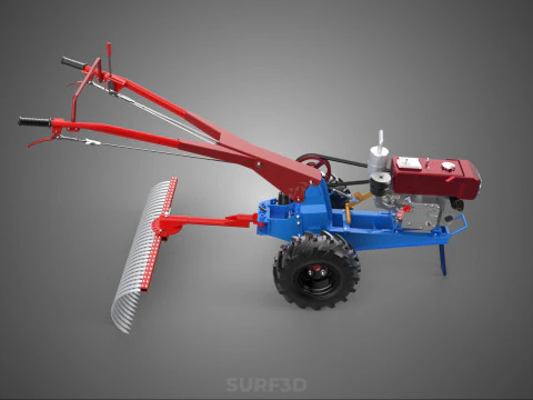 LANDSCAPE RAKE RAKES HARROW ARC IMPLEMENT MOTOBLOCK TRACTOR HAND 3D Model