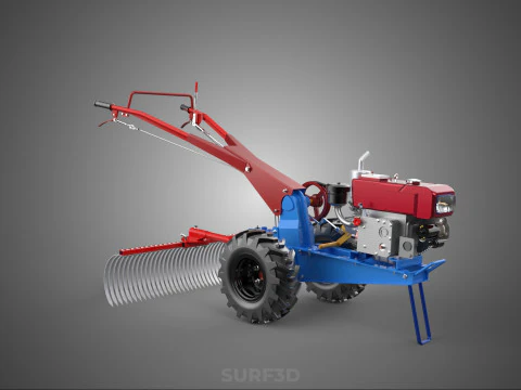 LANDSCAPE RAKE RAKES HARROW ARC IMPLEMENT MOTOBLOCK TRACTOR HAND 3D Model