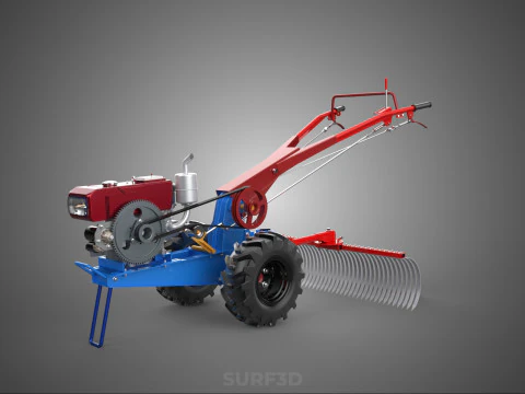 LANDSCAPE RAKE RAKES HARROW ARC IMPLEMENT MOTOBLOCK TRACTOR HAND 3D Model
