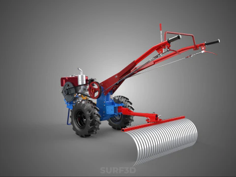 LANDSCAPE RAKE RAKES HARROW ARC IMPLEMENT MOTOBLOCK TRACTOR HAND 3D Model