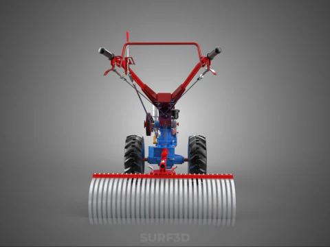 LANDSCAPE RAKE RAKES HARROW ARC IMPLEMENT MOTOBLOCK TRACTOR HAND 3D Model
