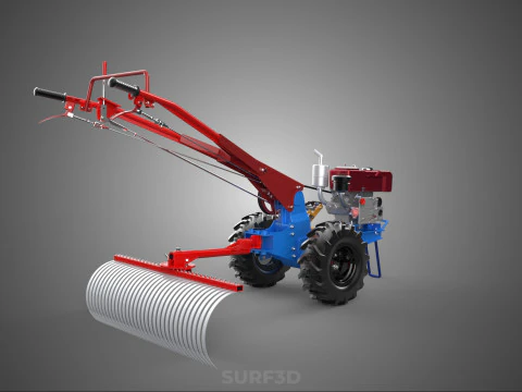 LANDSCAPE RAKE RAKES HARROW ARC IMPLEMENT MOTOBLOCK TRACTOR HAND 3D Model