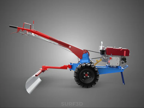 LANDSCAPE RAKE RAKES HARROW ARC IMPLEMENT MOTOBLOCK TRACTOR HAND 3D Model
