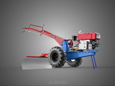 LANDSCAPE RAKE RAKES HARROW ARC IMPLEMENT MOTOBLOCK TRACTOR HAND 3D Model