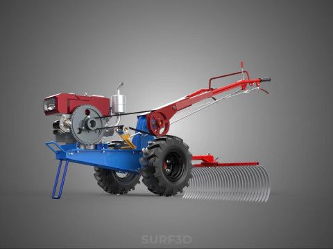 LANDSCAPE RAKE RAKES HARROW ARC IMPLEMENT MOTOBLOCK TRACTOR HAND 3D Model