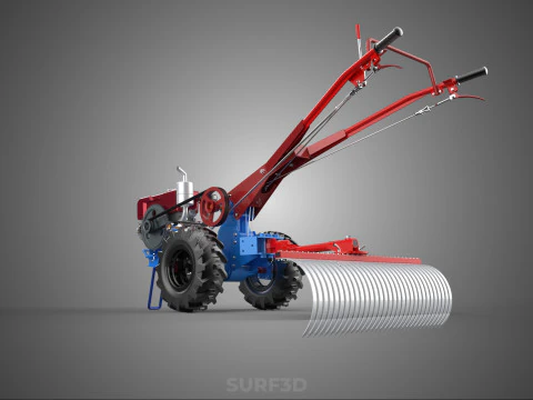 LANDSCAPE RAKE RAKES HARROW ARC IMPLEMENT MOTOBLOCK TRACTOR HAND 3D Model