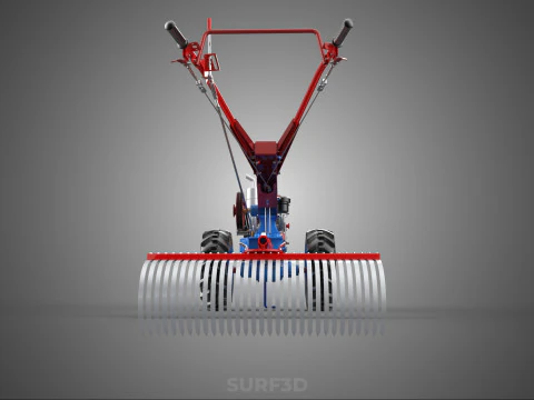 LANDSCAPE RAKE RAKES HARROW ARC IMPLEMENT MOTOBLOCK TRACTOR HAND 3D Model