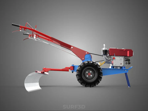 LANDSCAPE RAKE RAKES HARROW ARC IMPLEMENT MOTOBLOCK TRACTOR HAND 3D Model