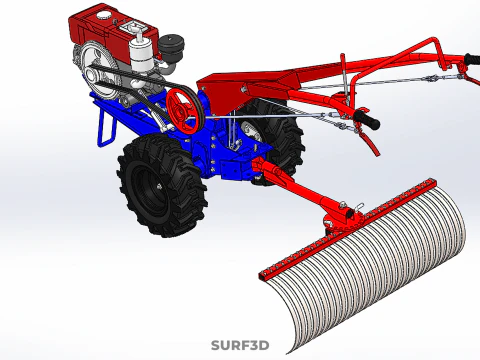 LANDSCAPE RAKE RAKES HARROW ARC IMPLEMENT MOTOBLOCK TRACTOR HAND 3D Model