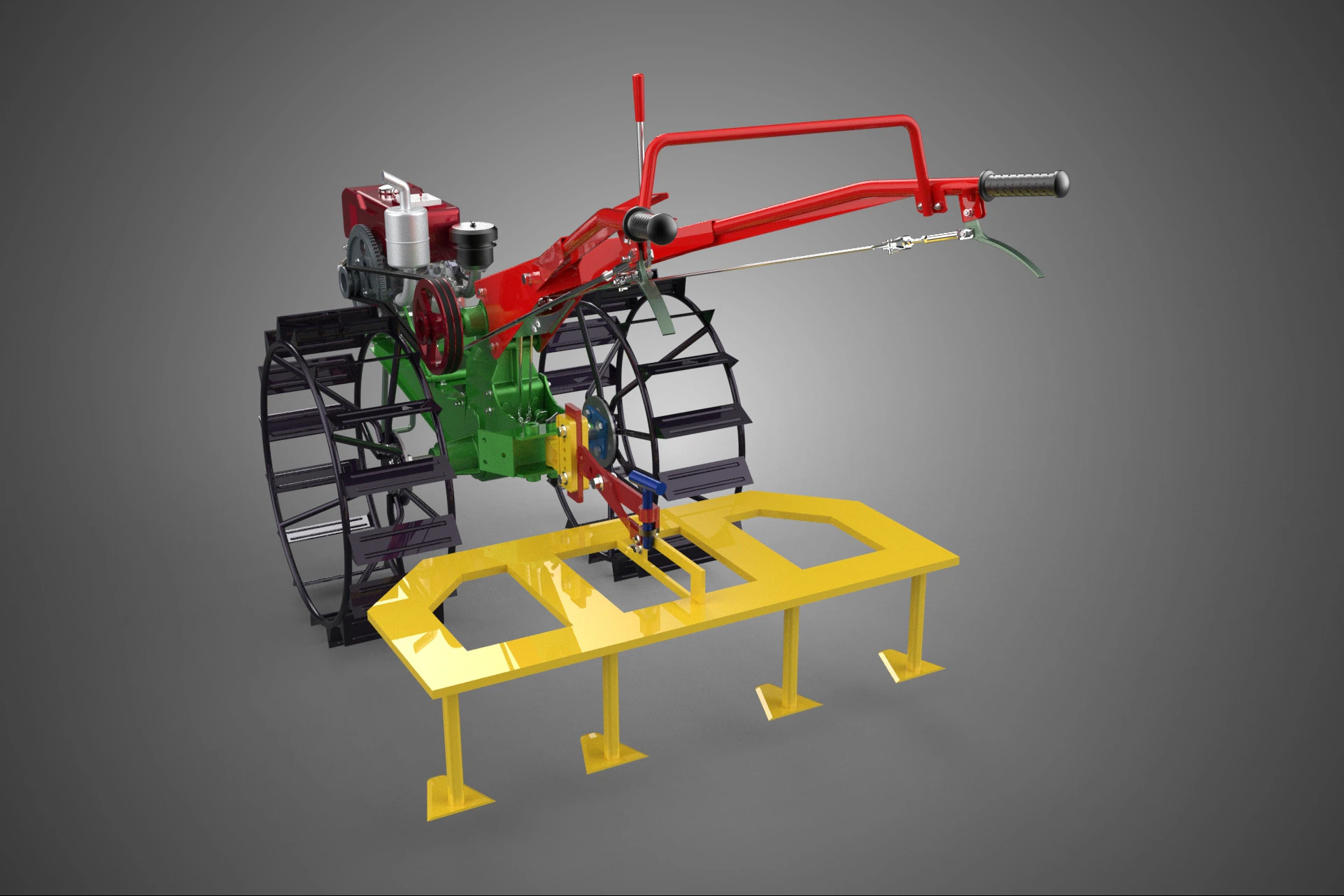 WEEDER SCARIFIER TILLAGE HARROW PLOW WALK BEHIND TRACTOR MACHINE 3D Model .c4d .max .obj .3ds .fbx .stl .blend 