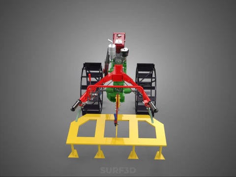 WEEDER SCARIFIER TILLAGE HARROW PLOW WALK BEHIND TRACTOR MACHINE 3D Model