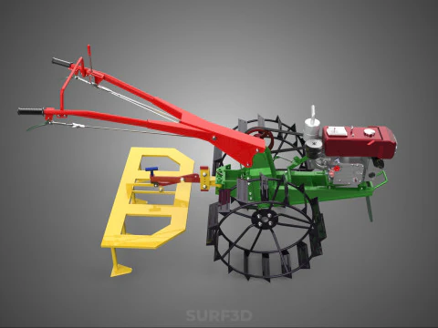 WEEDER SCARIFIER TILLAGE HARROW PLOW WALK BEHIND TRACTOR MACHINE 3D Model