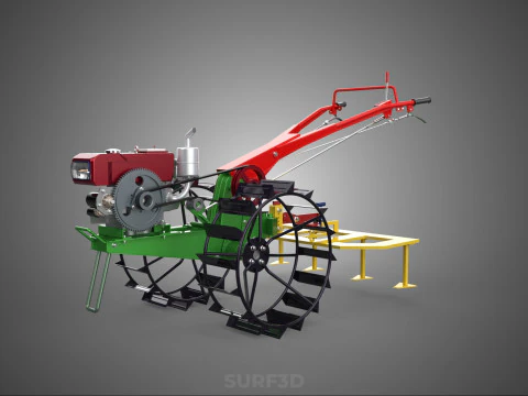 WEEDER SCARIFIER TILLAGE HARROW PLOW WALK BEHIND TRACTOR MACHINE 3D Model