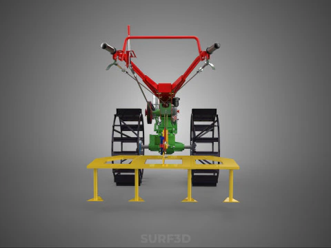 WEEDER SCARIFIER TILLAGE HARROW PLOW WALK BEHIND TRACTOR MACHINE 3D Model