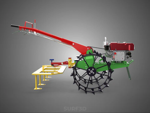 WEEDER SCARIFIER TILLAGE HARROW PLOW WALK BEHIND TRACTOR MACHINE 3D Model
