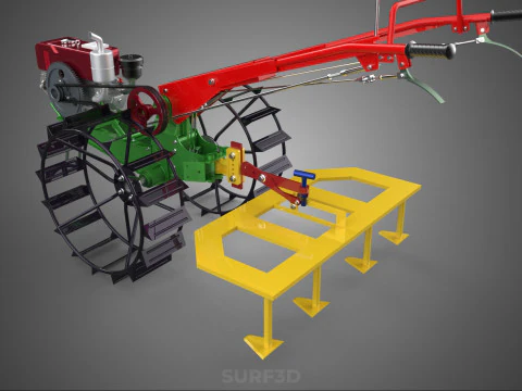 WEEDER SCARIFIER TILLAGE HARROW PLOW WALK BEHIND TRACTOR MACHINE 3D Model