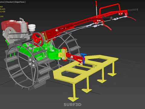 WEEDER SCARIFIER TILLAGE HARROW PLOW WALK BEHIND TRACTOR MACHINE 3D Model