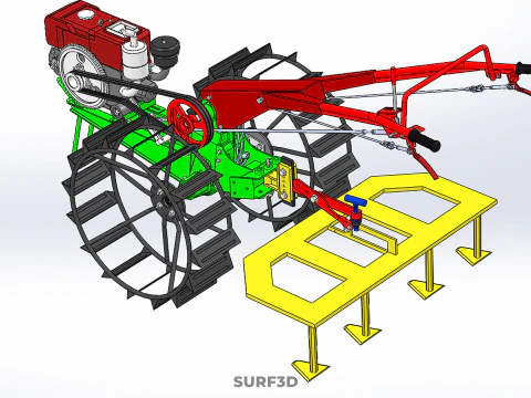 WEEDER SCARIFIER TILLAGE HARROW PLOW WALK BEHIND TRACTOR MACHINE 3D Model
