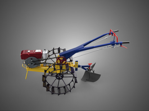 BLADE MOLD MOULD BOARD FURROW PLOUGH TWO CAGE WHEEL HAND TRACTOR 3D Model