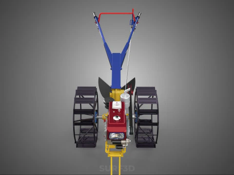 BLADE MOLD MOULD BOARD FURROW PLOUGH TWO CAGE WHEEL HAND TRACTOR 3D Model