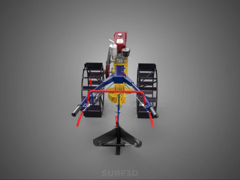 BLADE MOLD MOULD BOARD FURROW PLOUGH TWO CAGE WHEEL HAND TRACTOR 3D Model