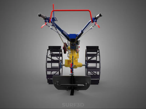 BLADE MOLD MOULD BOARD FURROW PLOUGH TWO CAGE WHEEL HAND TRACTOR 3D Model